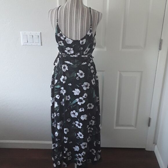 Bebe Floral Print Ruffle Hi-Lo Wrap Dress Cottage Core Feminine Festival Dress - Picture 8 of 12